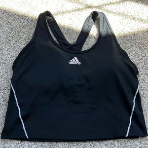 Adidas Fitted Cropped Tank High Support Prime Green Sports Bra Running Size Med